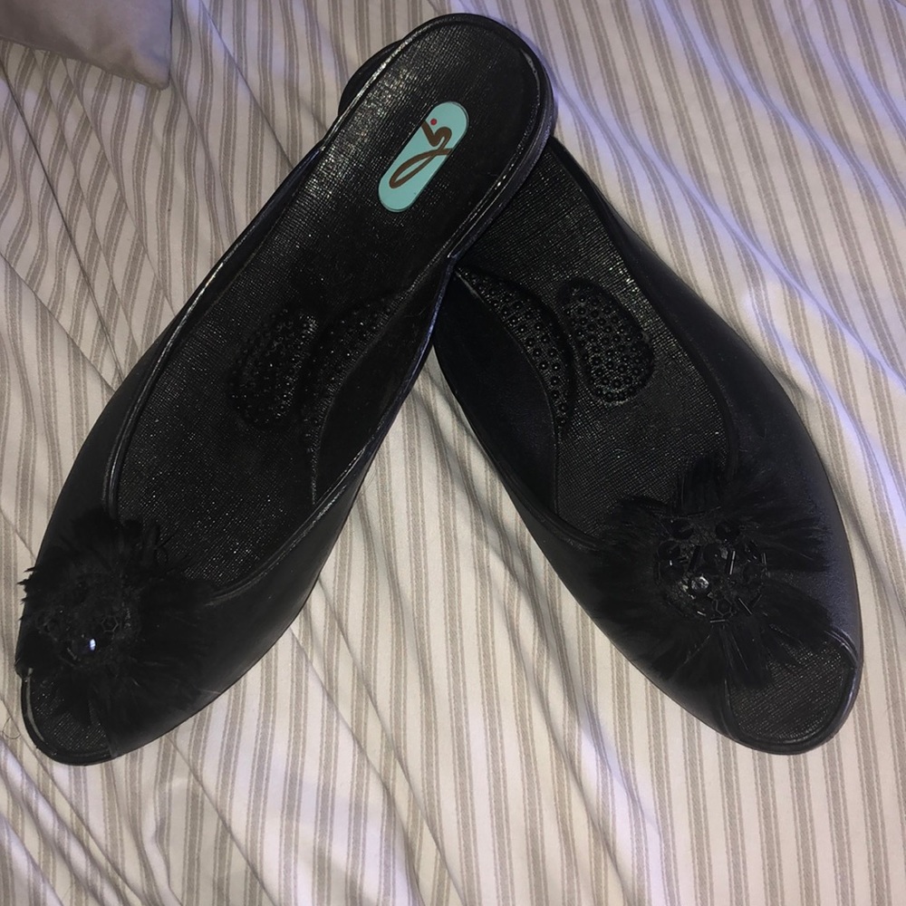 Oka b peep toe mules